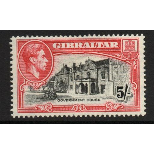 GIBRALTAR SG129a 1938 5/= BLACK & CARMINE p13½ MTD MINT