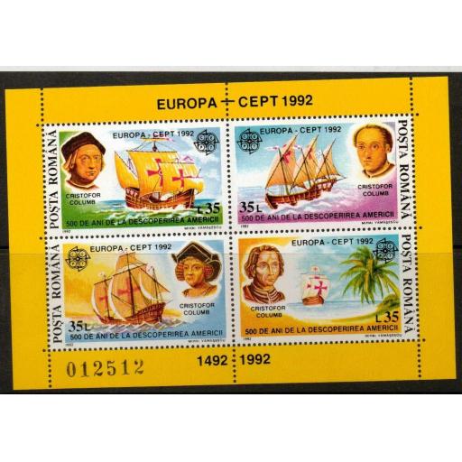 ROMANIA SGMS5438 1992 EUROPA DISCOVERY OF AMERICA BY COLUMBUS MNH