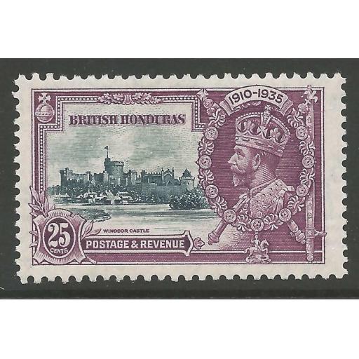 BRITISH HONDURAS SG146a 1935 SILVER JUBILEE 25c EXTRA FLAGSTAFF MTD MINT