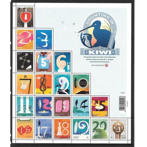NEW ZEALAND SGMS3312 2011 COUNTING IN KIWI SHEET MNH