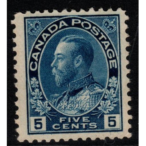 CANADA SG205b 1912 5c DEEP BLUE MTD MINT