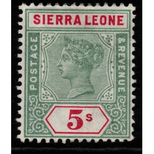SIERRA LEONE SG52 1896 5/= GREEN & CARMINE HEAVY MTD MINT