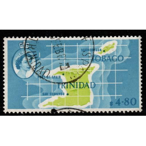 TRINIDAD & TOBAGO SG297 1960 $4.80 APPLE GREEN & PALE BLUE FINE USED