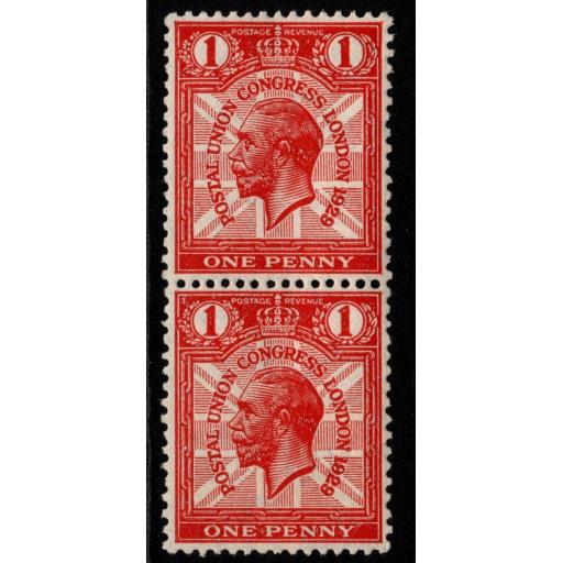 GB SGNcom6f 1929 PUC 1d SCARLET SHOWING "1829" FOR "1929" FLAW IN PAIR MNH