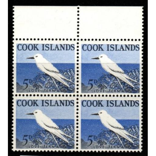 COOK ISLANDS SG166 1963 5d DEFINITIVE MNH BLOCK OF 4