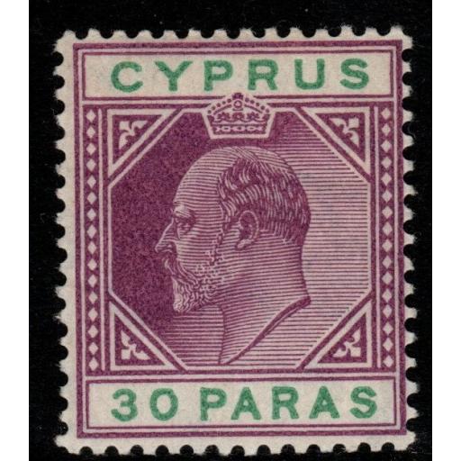 CYPRUS SG63 1904 30pa PURPLE & GREEN MTD MINT