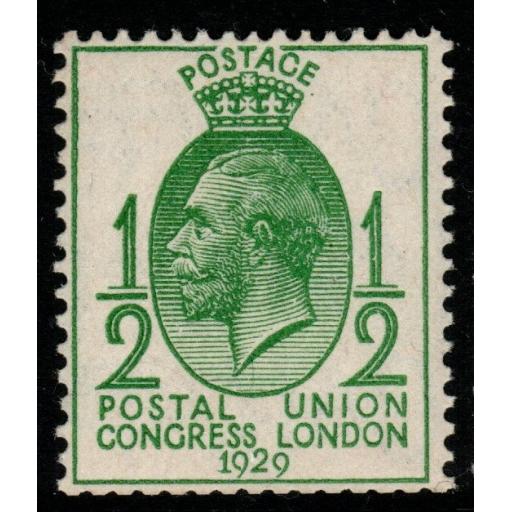 GB SG434wi 1929 PUC ½d GREEN WMK INVERTED MNH