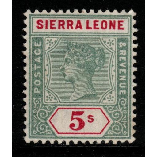 SIERRA LEONE SG52 1896 5/= GREEN & CARMINE MTD MINT