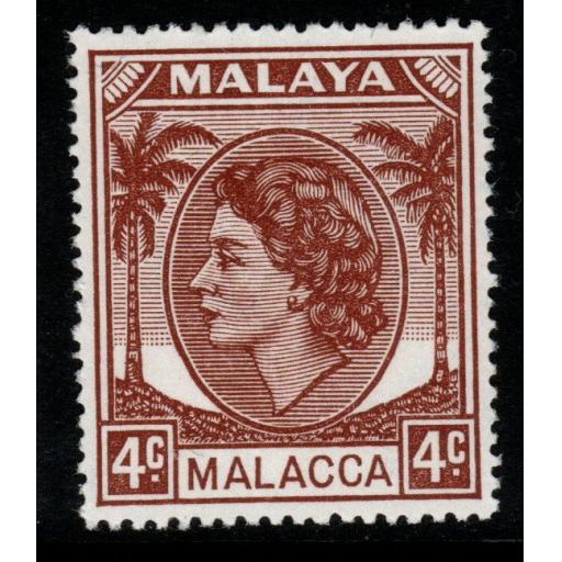 MALAYA MALACCA SG25a 1957 4c PALE BROWN MNH