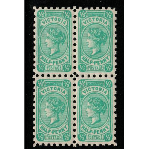 VICTORIA SG433a 1912 ½d BLUE-GREEN READY GUMMED PAPER MNH BLOCK OF 4
