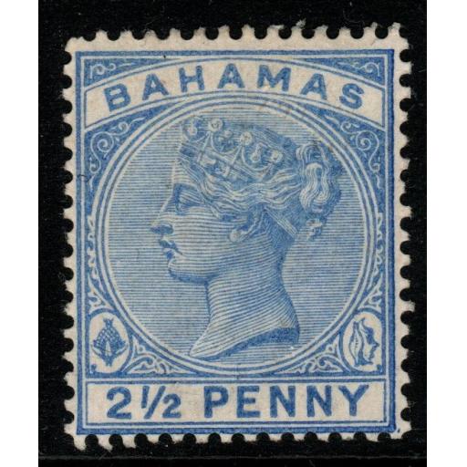 BAHAMAS SG51a 1884 2½d BLUE WITH SLOPING "2" MTD MINT