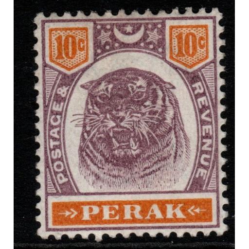 MALAYA PERAK SG72 1895 10c DULL PURPLE & ORANGE MTD MINT