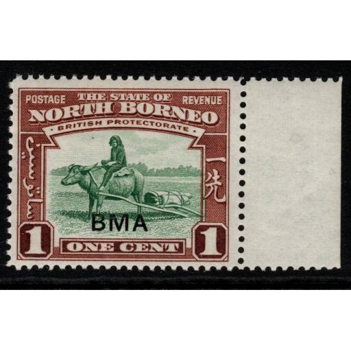 NORTH BORNEO SG320 1945 1c GREEN & RED-BROWN MNH
