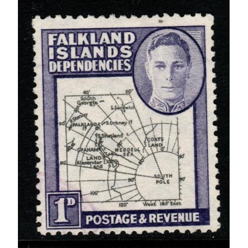 FALKLAND IS.DEP. SGG2b 1946-9 MAPS 1d WITH MISSING "I" FINE USED