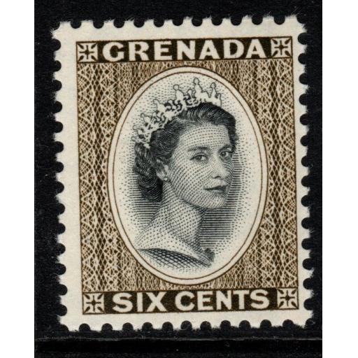 GRENADA SG218 1966 6c BLACK & OLIVE-GREEN ST.EDWARD'S CROWN MTD MINT