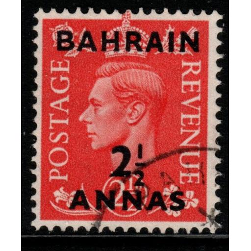 BAHRAIN SG75 1951 2½a on 2½d PALE SCARLET FINE USED