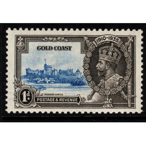 GOLD COAST SG113a 1935 1d SILVER JUBILEE WITH SHORT EXTRA FLAGSTAFF MTD MINT