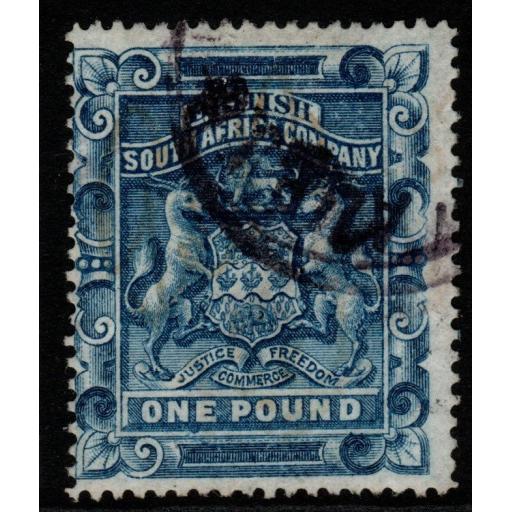 RHODESIA SG10 1892 £1 DEEP BLUE USED