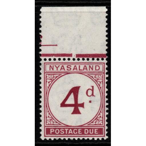 NYASALAND SGD4 1950 4d PURPLE POSTAGE DUE MNH