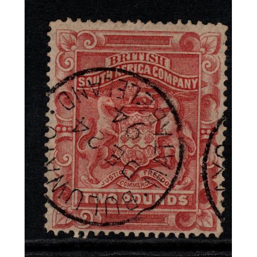 RHODESIA SG11 1892 £2 ROSE-RED FINE USED