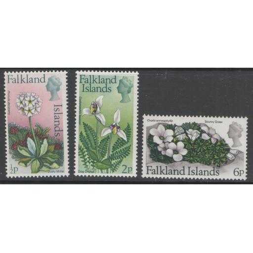 FALKLAND ISLANDS SG293/5 1974 FLOWERS CHANGED WATERMARK MTD MINT