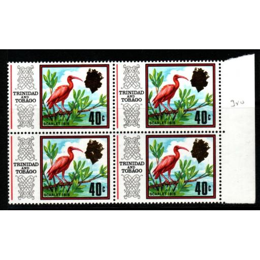 TRINIDAD & TOBAGO SG350 1969 40c BIRDS DEFINITIVE BLOCK OF 4 MNH