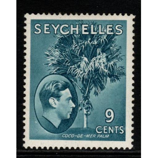 SEYCHELLES SG138ad 1949 9c DULL BLUE MTD MINT