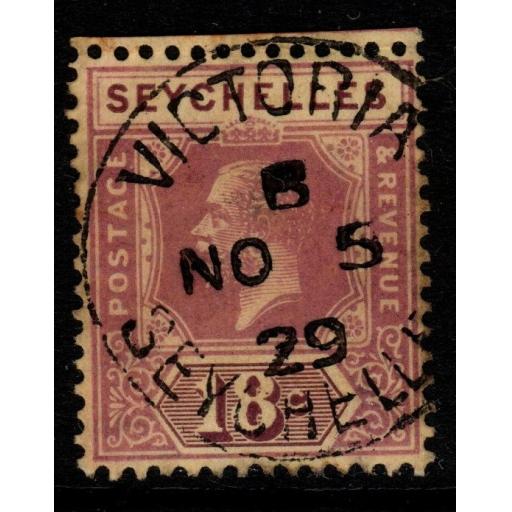 SEYCHELLES SG112 1925 18c PURPLE/PALE YELLOW USED