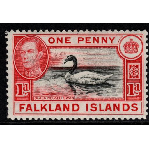 FALKLAND ISLANDS SG147 1938 1d BLACK & CARMINE MTD MINT