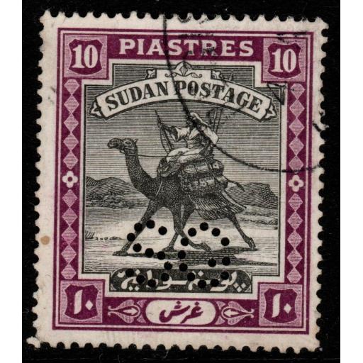 SUDAN SGO20a 1914 10p BLACK & MAUVE CHALKY PAPER FINE USED