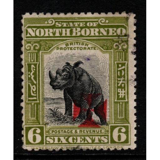 NORTH BORNEO SG194 1916 6c BLACK & APPLE-GREEN FINE USED
