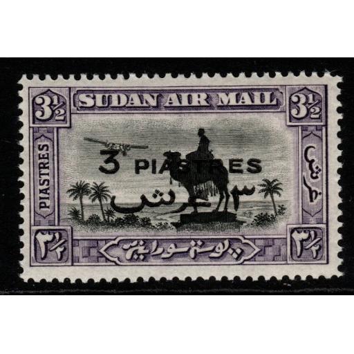 SUDAN SG75 1938 3p on 3½p BLACK & VIOLET MNH