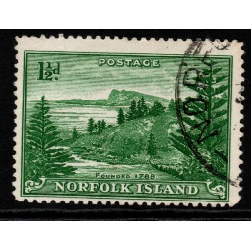 NORFOLK ISLAND SG3a 1956 1½d EMERALD GREEN ON WHITE PAPER FINE USED