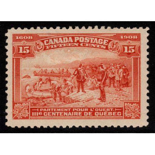 CANADA SG194 1908 QUEBEC 15c BROWN-ORANGE MTD MINT