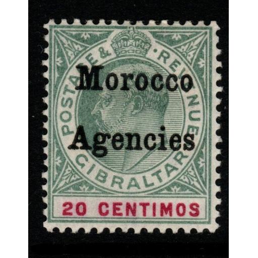 MOROCCO AGENCIES SG19 1904 20c GREY-GREEN & CARMINE MTD MINT
