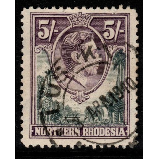 NORTHERN RHODESIA SG43 1938 5/= GREY & DULL VIOLET FINE USED