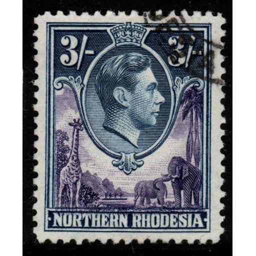 NORTHERN RHODESIA SG42 1938 3/= VIOLET & BLUE FINE USED