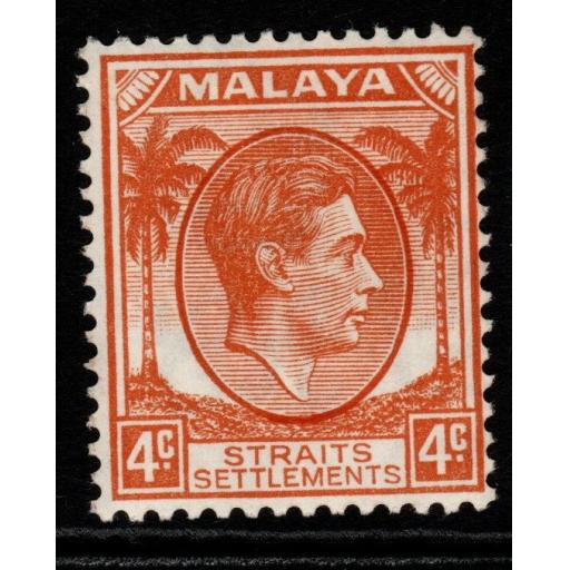 MALAYA STRAITS SETTLEMENTS SG280 1938 4c ORANGE MTD MINT
