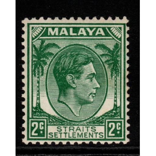 MALAYA STRAITS SETTLEMENTS SG293 1938 2c GREEN DIE II MTD MINT
