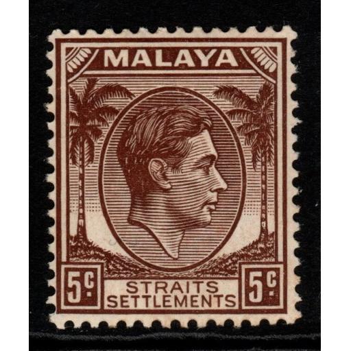 MALAYA STRAITS SETTLEMENTS SG297 1939 5c BROWN DIE II MTD MINT