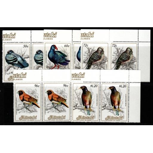 AITUTAKI SG485/9(50c-$2) 1984 BIRDS VALUES MNH PAIRS