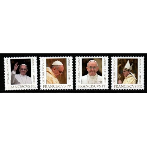 VATICAN CITY SG1685/8 2013 ENTHRONEMENT OF PONTIFICATE OF POPE FRANCIS MNH