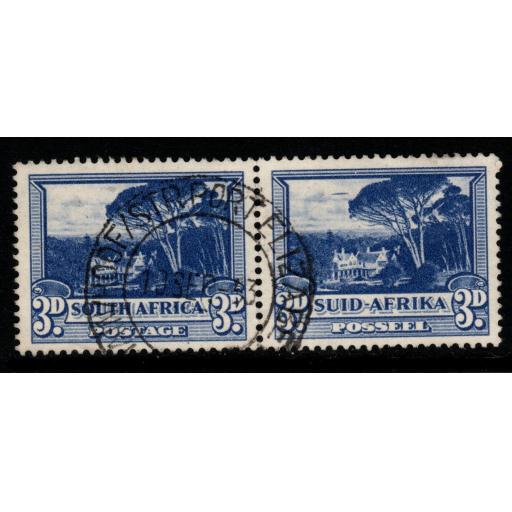 SOUTH AFRICA SG117ab 1951 3d BLUE WITH "FLYING SAUCER" FINE USED