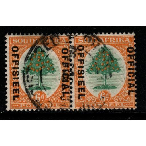 SOUTH AFRICA SGO9 1929 6d GREEN & ORANGE USED