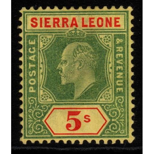 SIERRA LEONE SG110 1908 5/= GREEN & RED/YELLOW MTD MINT