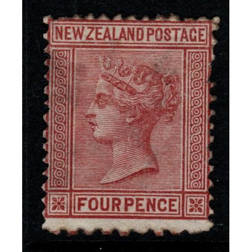 NEW ZEALAND SG175 1874 4d MAROON (PROBABLY REPAIRED) MTD MINT