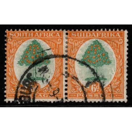 SOUTH AFRICA SG32 1926 6d GREEN & ORANGE USED