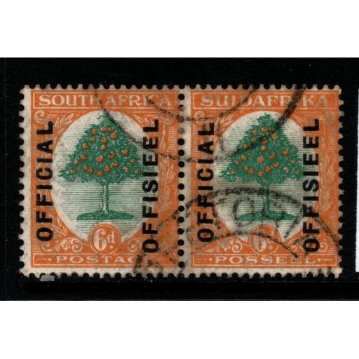 SOUTH AFRICA SGO6 1928 6d GREEN & ORANGE USED