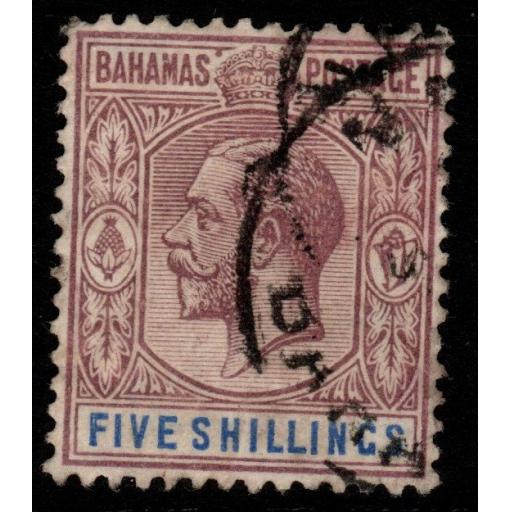 BAHAMAS SG88 1912 5/= DULL PURPLE & BLUE FINE USED