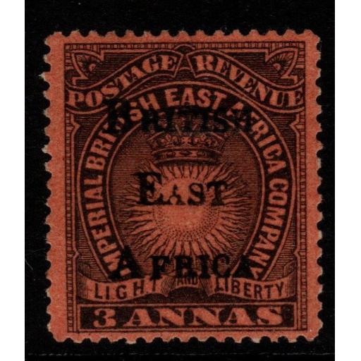 BRITISH EAST AFRICA SG37 1895 3a BLACK/DULL RED MTD MINT